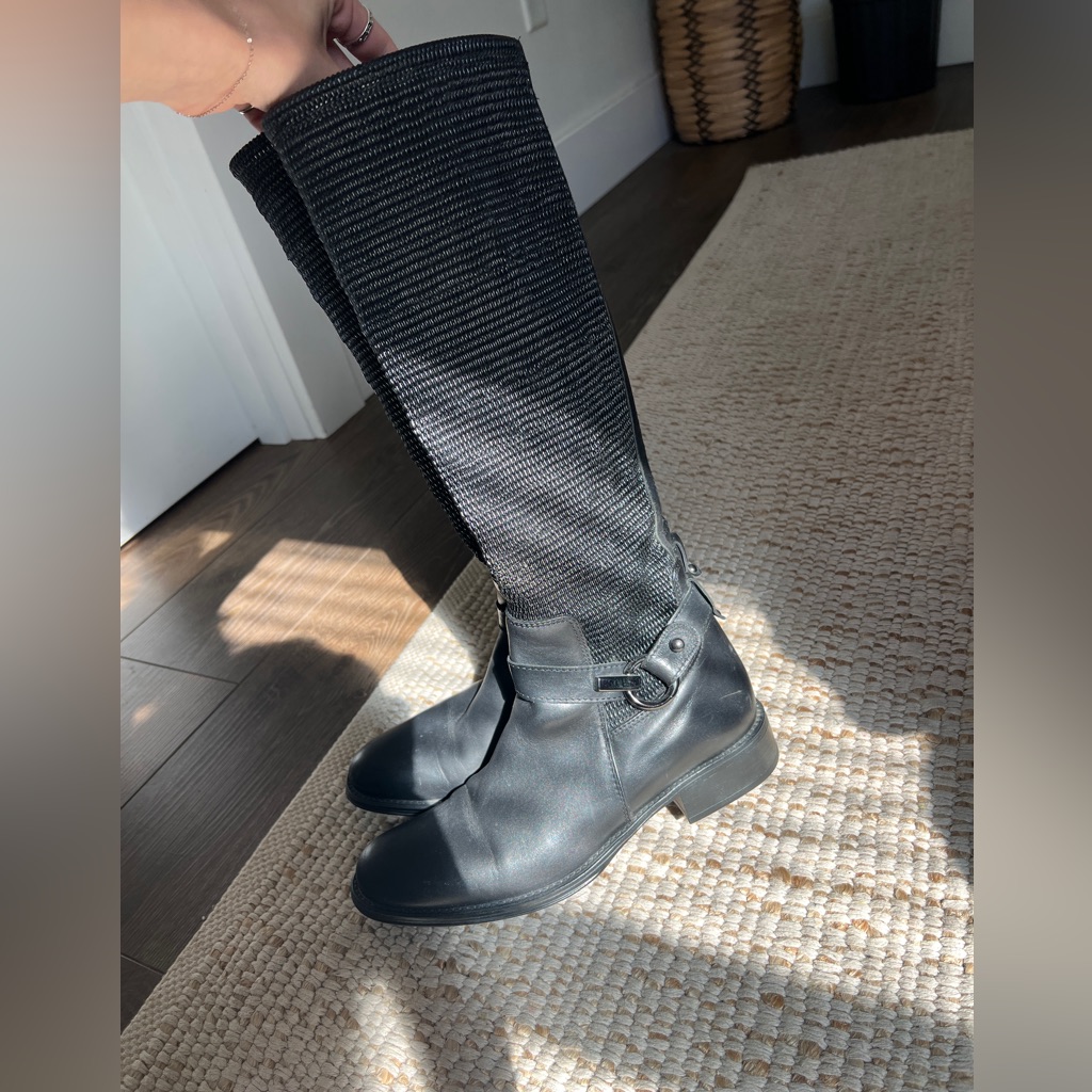 Aquatalia Real Woven Leather Knee High Winter Boots